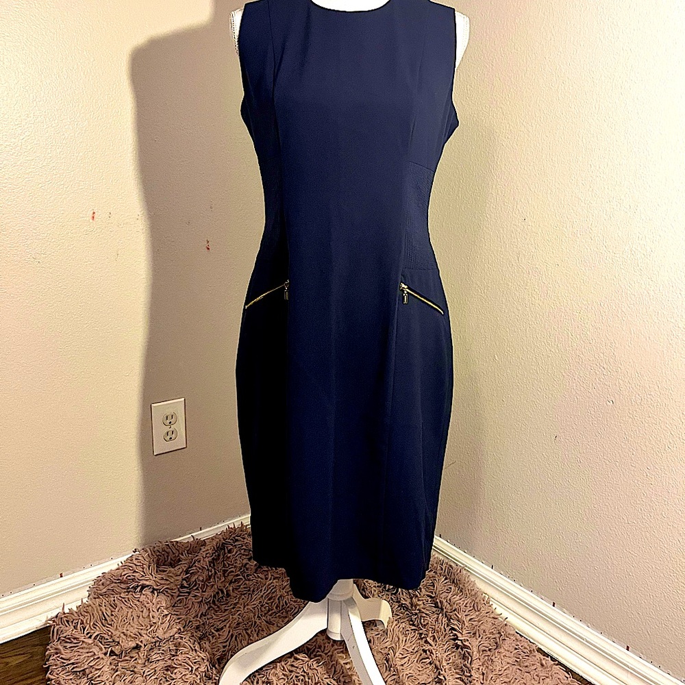Beautiful Navy Lined Stretch Calvin Klein Business Casual Dress